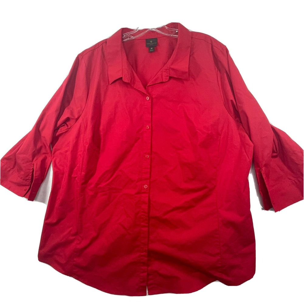 🚨 10 / $20 Sale 🚨 Womens Plus Size‎ 3X Worthington Red Button Up Shirt